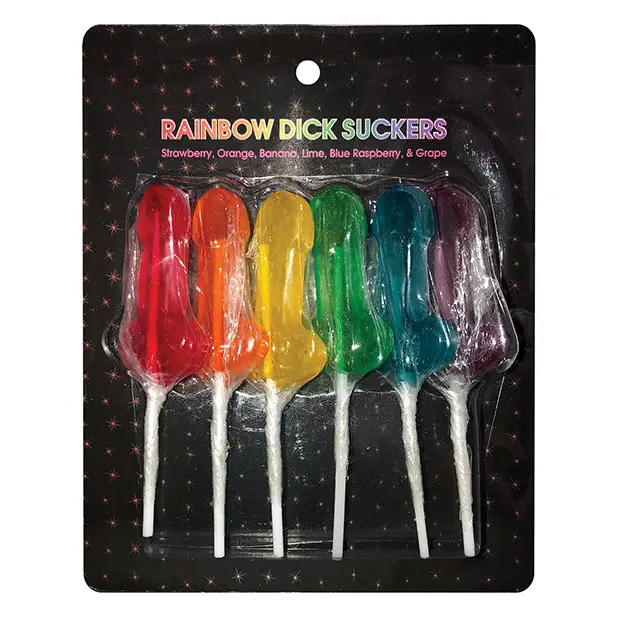 Rainbow Dick Suckers - Asst. Colors/Flavors Pack of 6 - Bachelorette & Party Supplies
