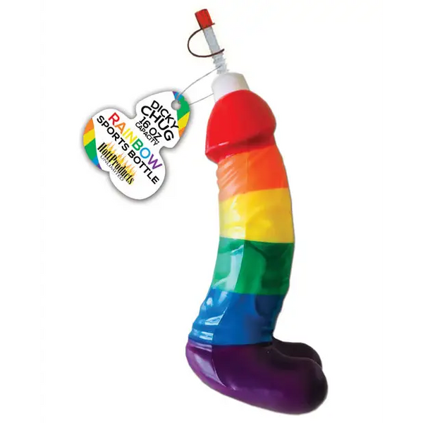 Rainbow Dicky Chug Sports Bottle - Bachelorette & Party Supplies
