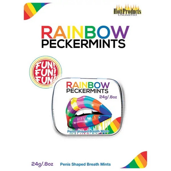 Rainbow Pecker Shape Candies in Tin-Carded - Bachelorette & Party Supplies
