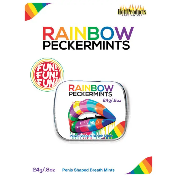 Rainbow Pecker Shape Candies in Tin-Carded - Bachelorette & Party Supplies