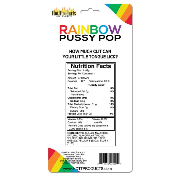 Rainbow Pussy Pops Carded - Bachelorette & Party Supplies