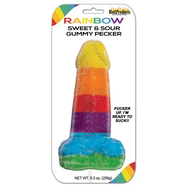 Rainbow Sweet & Sour Jumbo Gummy Cock Pop - Bachelorette & Party Supplies