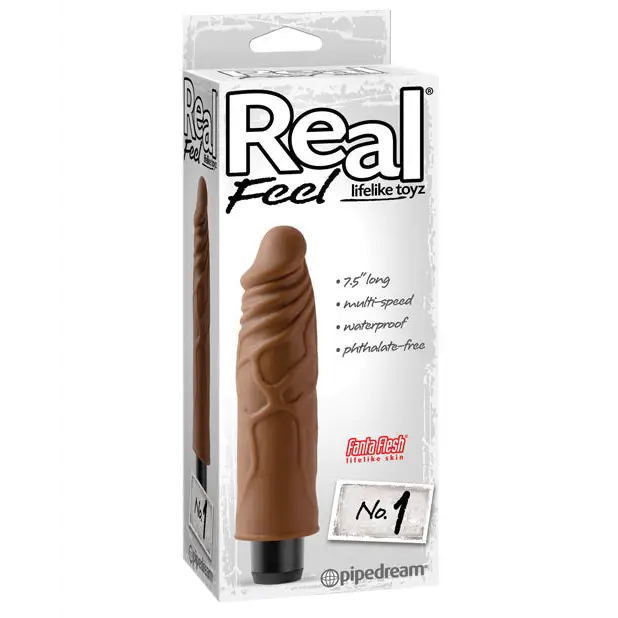 Real Feel No. 1 Long 7.5’’ Vibe Waterproof - Mutli-speed Brown - Vibrators