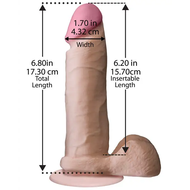 Realistic 6’’ Ultraskyn Cock w/Balls - White - Dongs & Dildos