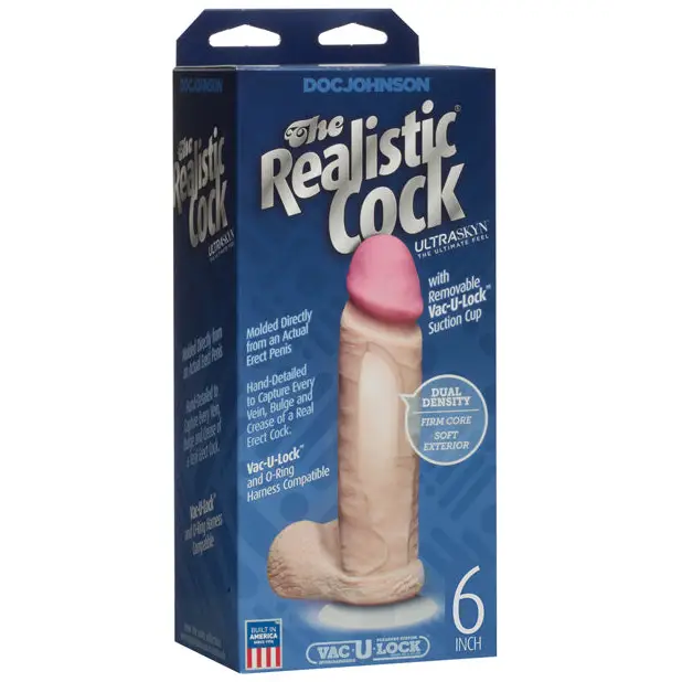 Realistic 6’’ Ultraskyn Cock w/Balls - White - Dongs & Dildos