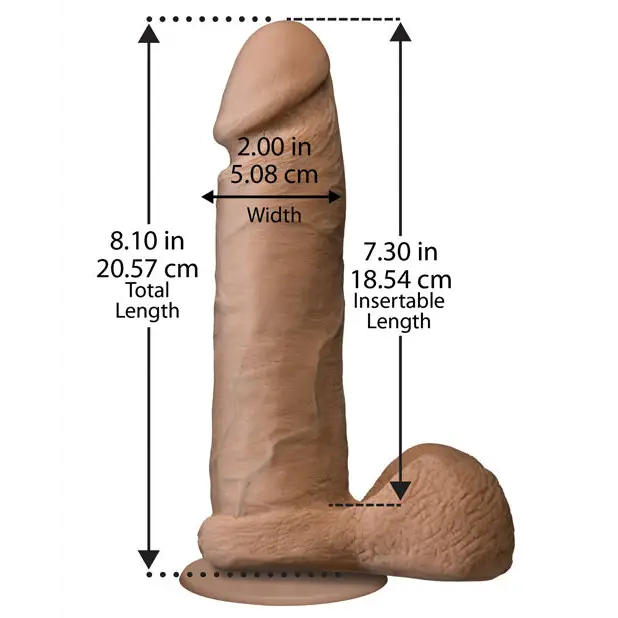 Realistic 8’’ Ultraskyn Cock w/Balls - Brown - Dongs & Dildos