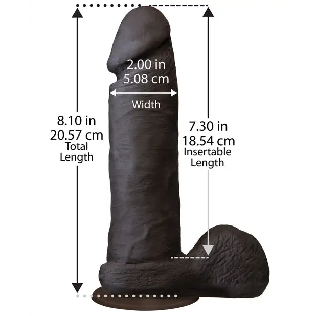 Realistic 8’’ Ultraskyn Cock w/Balls - Brown - Dongs & Dildos