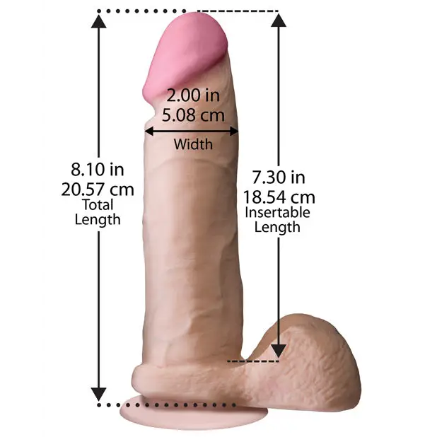 Realistic 8’’ Ultraskyn Cock w/Balls - White - Dongs & Dildos
