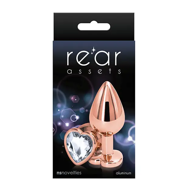 Rear Assets Rose Gold Heart Medium - Clear - Anal Products