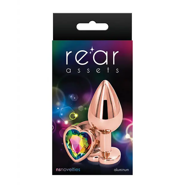 Rear Assets Rose Gold Heart Medium - Rainbow - Anal Products