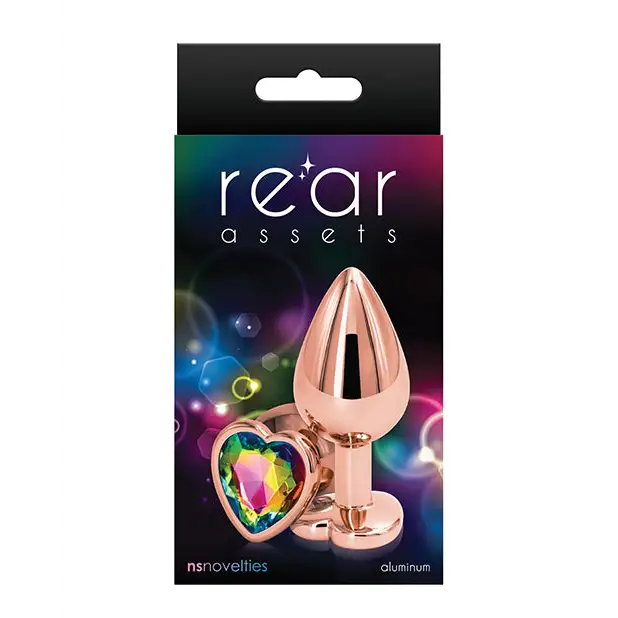 Rear Assets Rose Gold Heart Medium - Rainbow - Anal Products