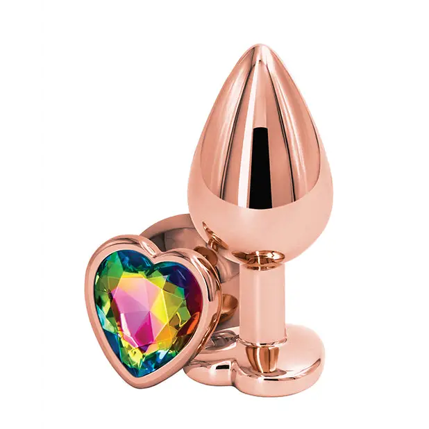 Rear Assets Rose Gold Heart Medium - Rainbow - Anal Products