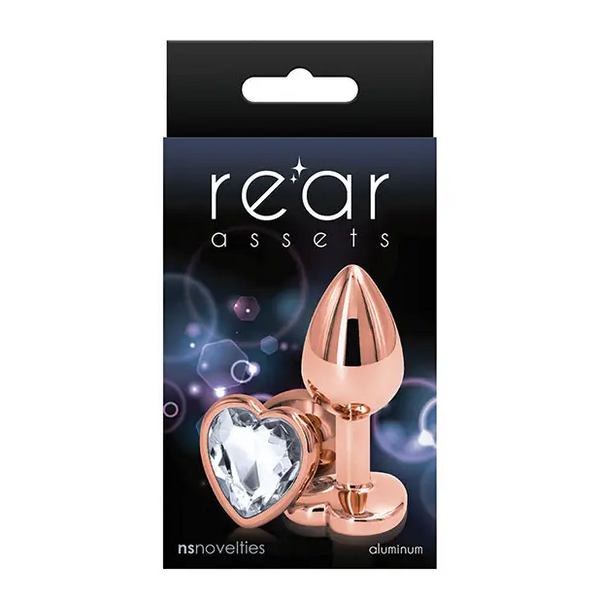 Rear Assets Rose Gold Heart Small - Clear - Anal Products