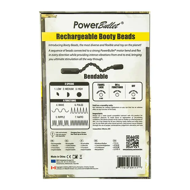 Rechargeable Booty Beads - Black - Anal Products
