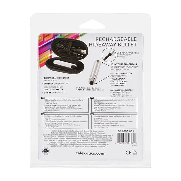 Rechargeable Hideaway Bullet - Silver - Stimulators