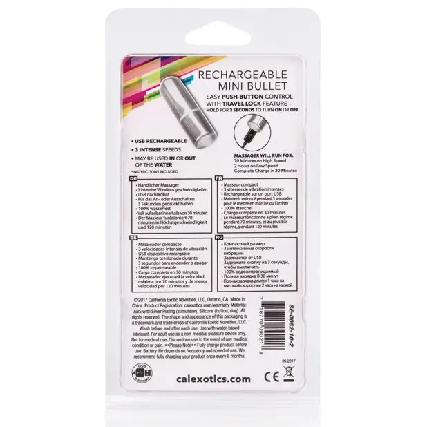 Rechargeable Mini Bullet - Silver - Stimulators