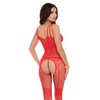 Rene Rofe All Heart Crotchless Bodystocking Red O/S - Lingerie - Packaged