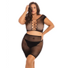 Rene Rofe Back Story Skirt Set Black 1X-3X - Lingerie - Plus/Queen - Packaged