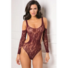 Rene Rofe Set the Mood Bodysuit Burgundy O/S - Lingerie - Packaged