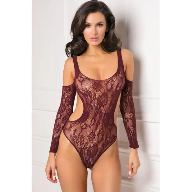 Rene Rofe Set the Mood Bodysuit Burgundy O/S - Lingerie - Packaged