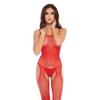Rene Rofe Sparkle Crotchless Bodystocking Red O/S - Lingerie - Packaged