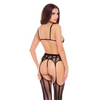 Rene Rofe Straight Up Garter Set Black M/L - Lingerie - Packaged