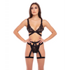 Rene Rofe Straps & Garters Bra Set Black M/L - Lingerie - Packaged