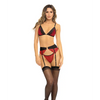 Rene Rofe Underneath It All Bra Garter Belt & G-String Red S/M - Lingerie - Packaged
