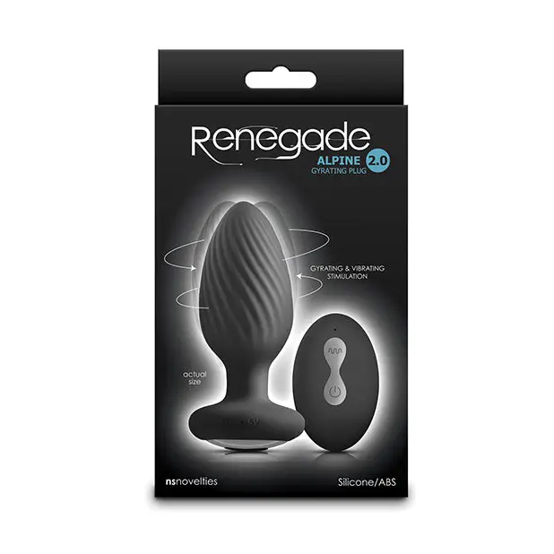 Renegade Alpine 2.0 Gyrating & Vibrating Butt Plug w/Remote - Black - Anal Products