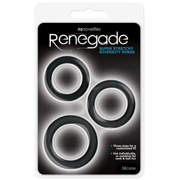 Renegade Diversity Rings - Black Pack of 3 - Penis Enhancement