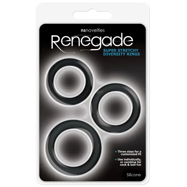 Renegade Diversity Rings - Black Pack of 3 - Penis Enhancement