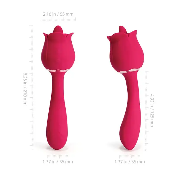 Rhea Clit Licking Tongue Rose Vibrator & G Spot Massager - Red - Stimulators