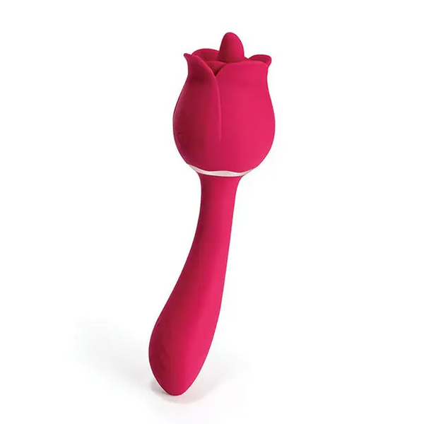 Rhea Clit Licking Tongue Rose Vibrator & G Spot Massager - Red - Stimulators