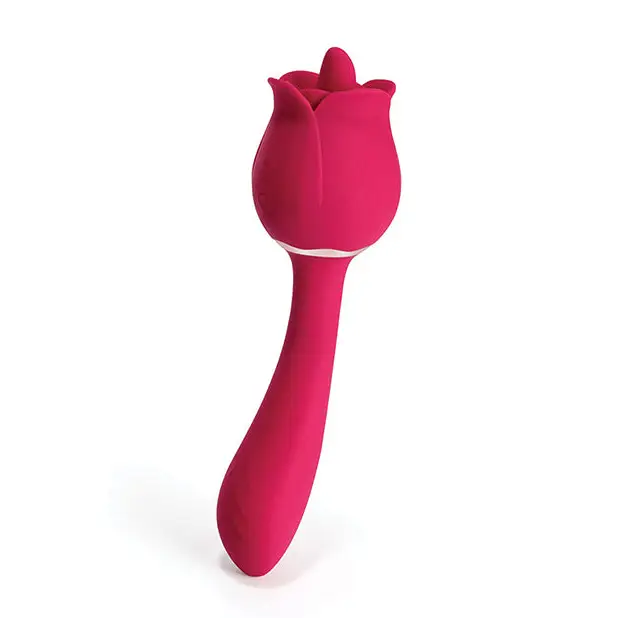 Rhea Clit Licking Tongue Rose Vibrator & G Spot Massager - Red - Stimulators