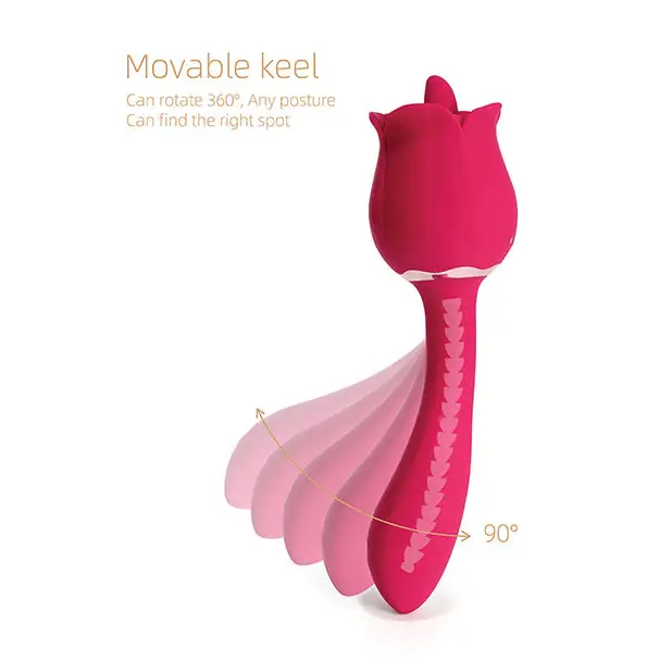 Rhea Clit Licking Tongue Rose Vibrator & G Spot Massager - Red - Stimulators