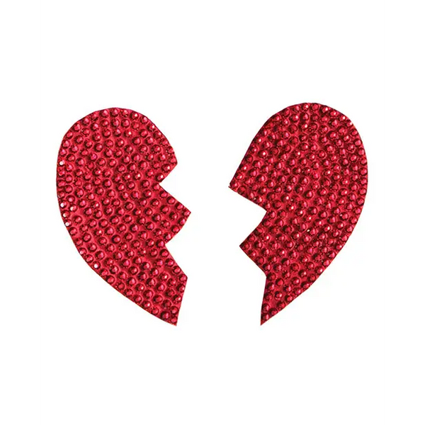Rhinestone Broken Heart Reusable Pastie - Red O/S - Lingerie - Packaged