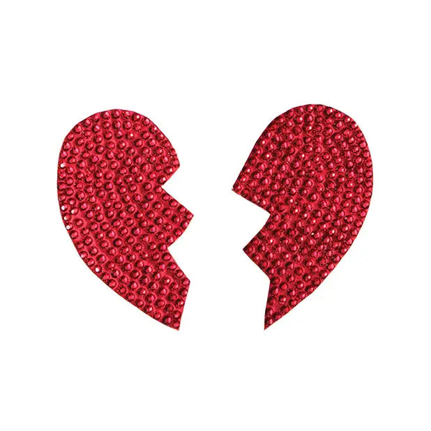 Rhinestone Broken Heart Reusable Pastie - Red O/S - Lingerie - Packaged