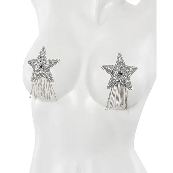 Rhinestone Star Pasties Silver O/S - Lingerie - Packaged