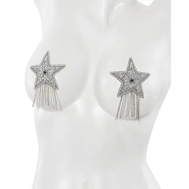 Rhinestone Star Pasties Silver O/S - Lingerie - Packaged