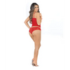 Rhinestone Zipper Front Lace Corset Top & Panty Red MD - Lingerie - Hanging
