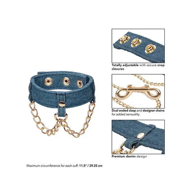 Ride ’Em Premium Denim Collection Ankle Cuffs - Bondage Blindfolds & Restraints