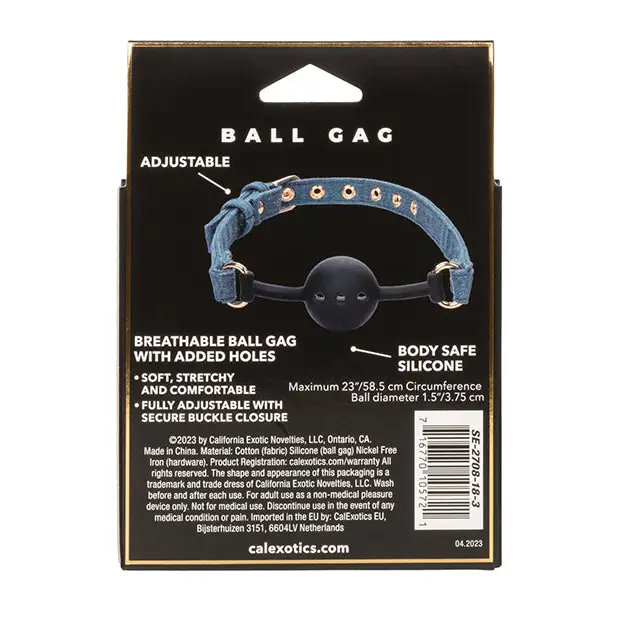 Ride ’Em Premium Denim Collection Ball Gag - Bondage Blindfolds & Restraints