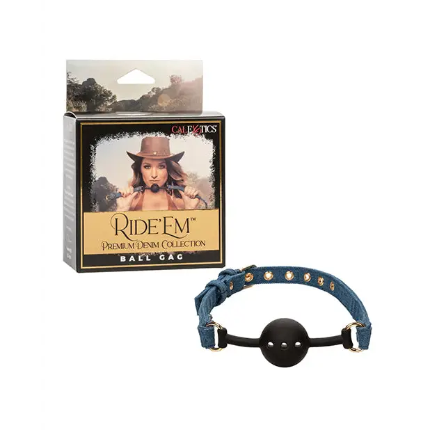 Ride ’Em Premium Denim Collection Ball Gag - Bondage Blindfolds & Restraints