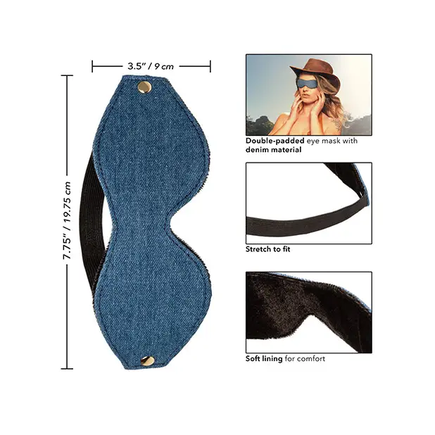 Ride ’Em Premium Denim Collection Eye Mask - Bondage Blindfolds & Restraints