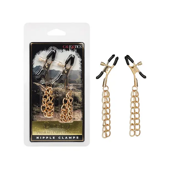 Ride ’Em Premium Denim Collection Nipple Clamps - Bondage Blindfolds & Restraints