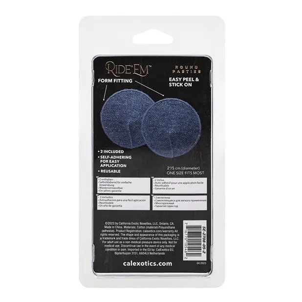 Ride ’Em Premium Denim Collection Round Pasties - O/S - Lingerie - Packaged