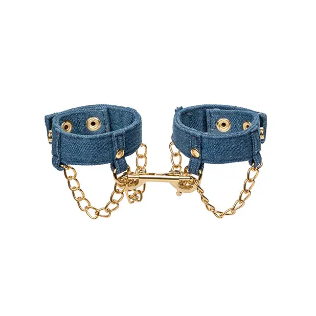 Ride ’Em Premium Denim Collection Wrist Cuffs - Bondage Blindfolds & Restraints