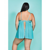 Riley Eyelash Lace Soft Cup Babydoll & Panty Teal 2X - Lingerie - Plus/Queen - Hanging