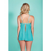 Riley Eyelash Lace Soft Cup Babydoll & Panty Teal SM - Lingerie - Hanging