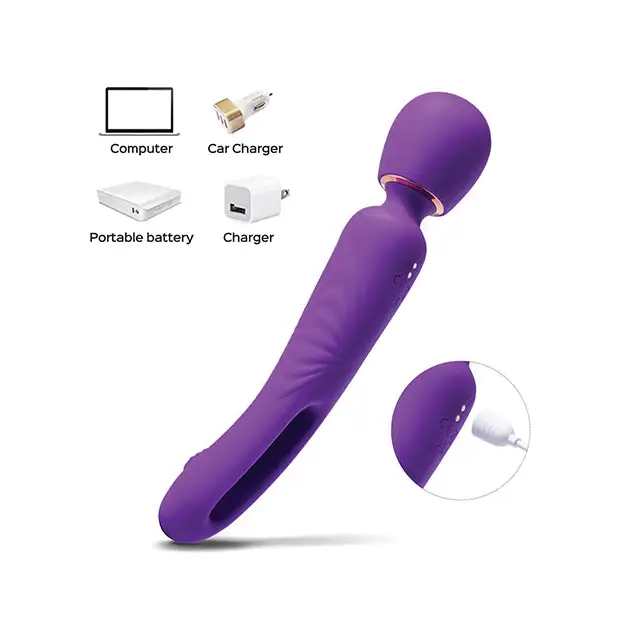 Riley Vibrating Massage Wand & G-Spot Tapping Stimulator - Purple - Stimulators